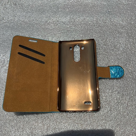 Blue Glitter Smooth Glossy Golden Sparkle Case for G3 Phone Folding Case Pretty - Picture 8 of 10